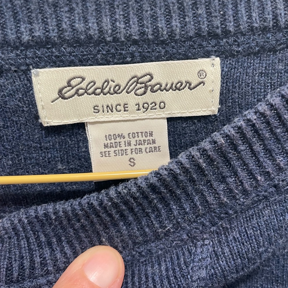 EDDIE BAUER 100% Cotton Men’s Navy Sweater - Picture 4 of 5
